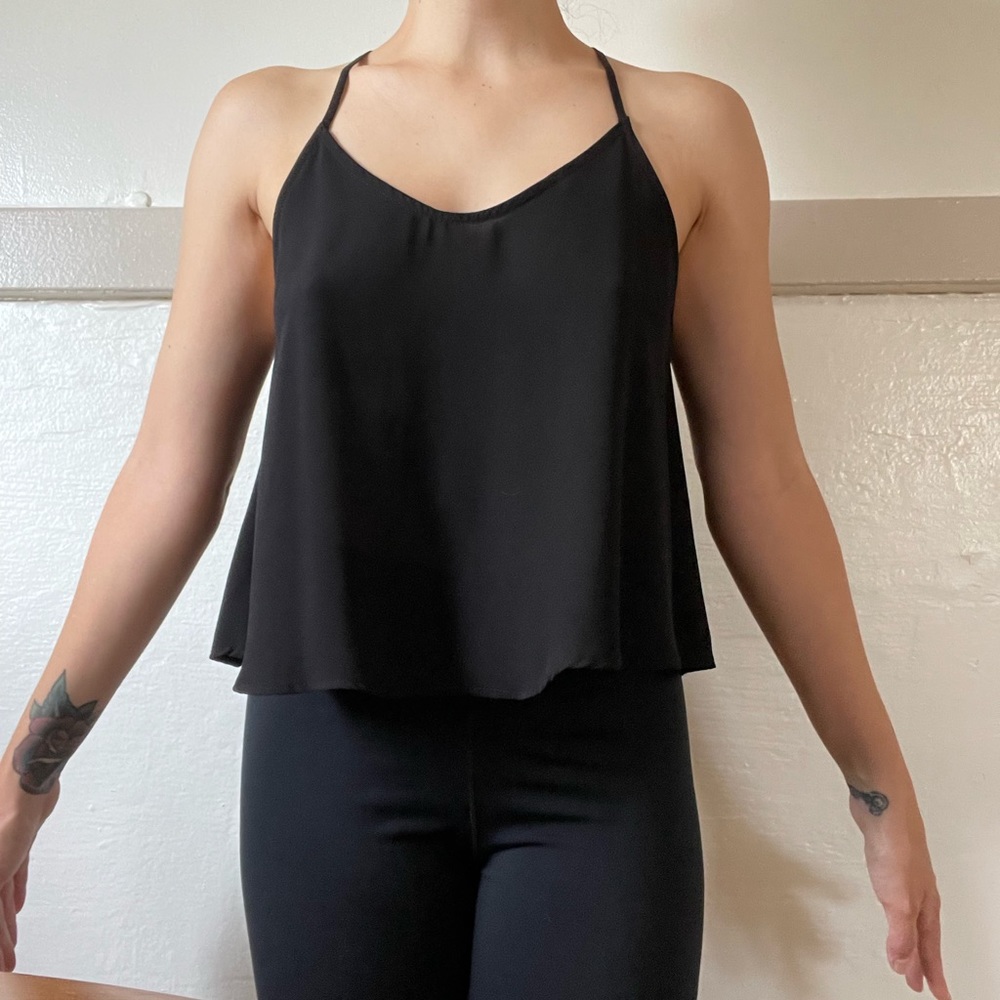 Black open back top